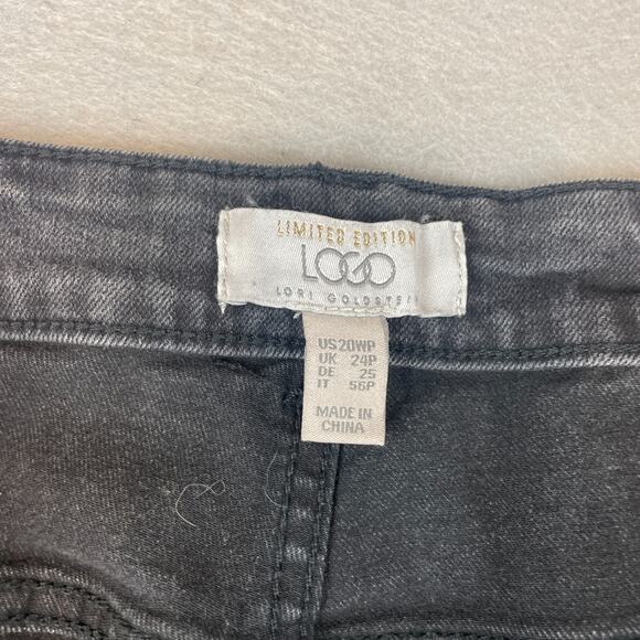 Logo by Lori Goldstein Velvet Patchwork Jeans Womens Sz20 WP Black Boyfriend - Picture 6 of 12